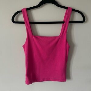 Zara square neck ribbed Pink Tank 💕